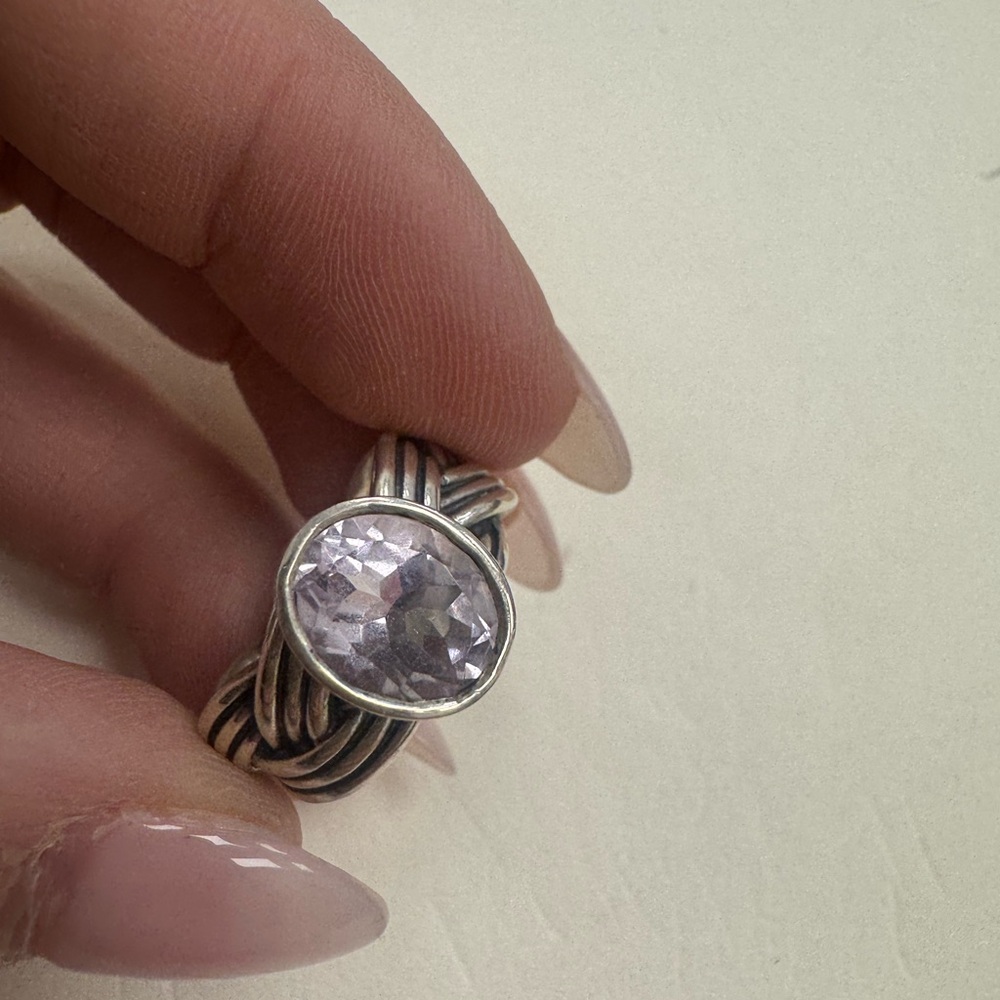 PANDORA RARE Retired Sterling Silver ALE Braided Amethyst Ring Size 7 9.5g - Picture 3 of 16